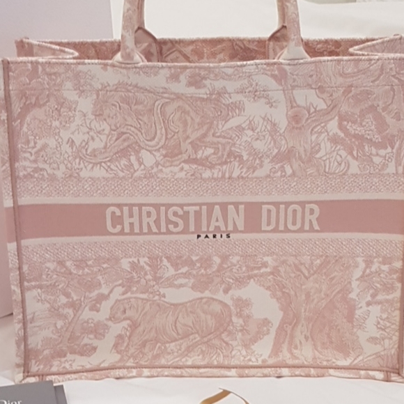 DIOR BOOK TOTE Pink Toile de Jouy Embroidery - Picture 2 of 7